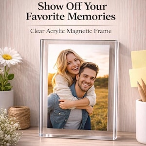 4x6 Acrylic Photo Frame, Slim Slide In Frame, Minimalist Clear Picture Frame, Fridge or Desk Display, Modern Gift Idea, Easy Photo Swap