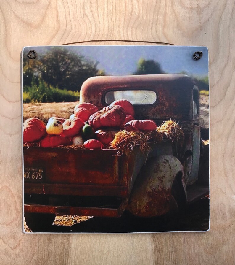 Truckload of Pumpkins / Handmade by Adhering Art to Wood / A Etsy