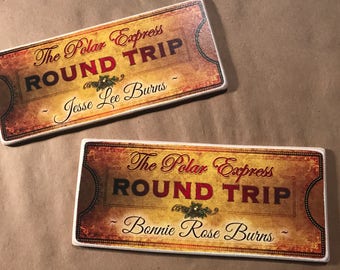 Personalized Polar Express Ticket Ornament, Wooden Christmas Gift (7” x 3")