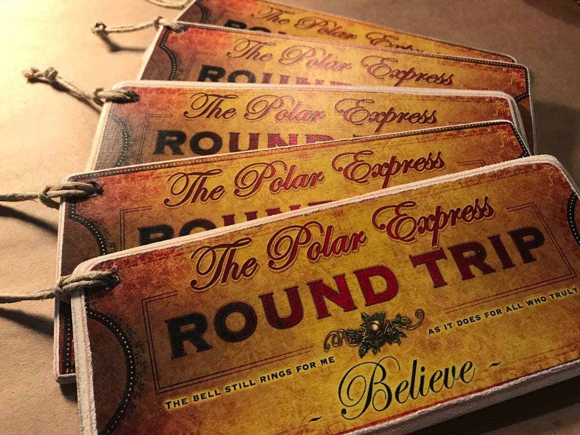 The Polar Express Round Trip Ticket / Wood Ornament / Ticket Etsy