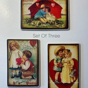 Vintage Valentine Fotogeschenke / Dreierset mit verschiedenen Bildern / Kunst auf Holz geklebt und bereit zum Ausstellen oder Drucken zum Einrahmen