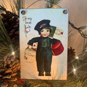 Cadeaux pour la Saint-Valentin / Impressions de cartes postales vintage collées sur du bois / Chacune mesure 6 x 4 po. / Saint-Valentin garçon ou fille au choix / Fait main