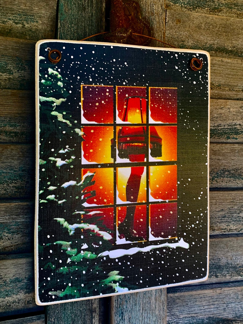 A Christmas Story, Leg Lamp, Print Adhered To Wood And Ready To Display With Vintage Rusty Tin Hanger Or Print To Frame Yourself, 5''x7'' image 2