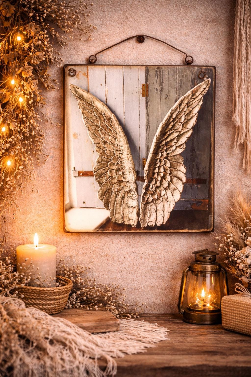 Angel Wings Wood Print: Vintage Style Wall Decor / Various Sizes