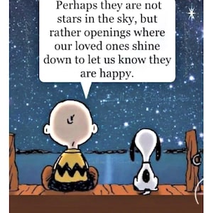 Carte de voeux / 5 x 7 po. Taille parfaite pour un cadre aussi ! / Carte de deuil / Carte de sympathie / Perte d'un être cher / Charlie Brown / Cadeau commémoratif