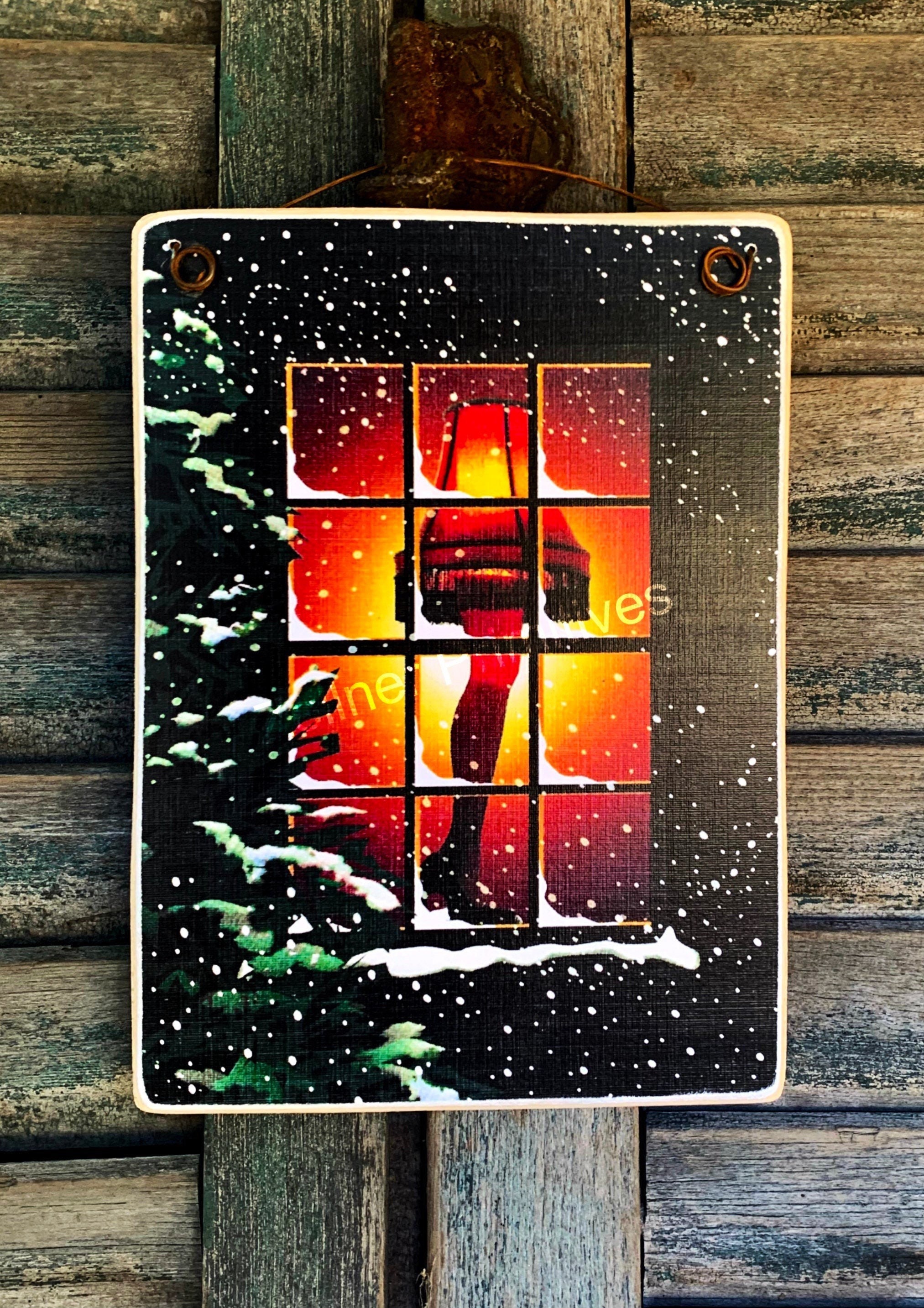 A Christmas Story Leg Lamp Print Adhered to Wood and Ready to