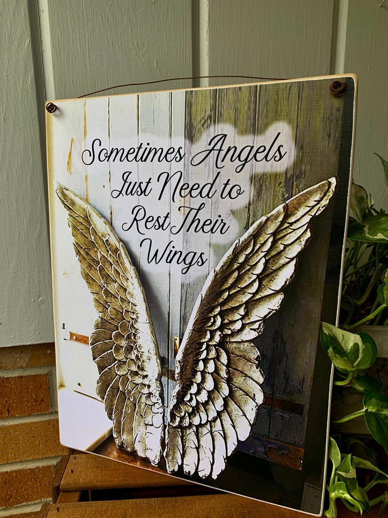 Sometimes Angels Just Need to Rest Their Wings / Print to frame yourself or Print Adhered To Wood with wire hanger / 5x7, 8x10 or 11x14 image 3