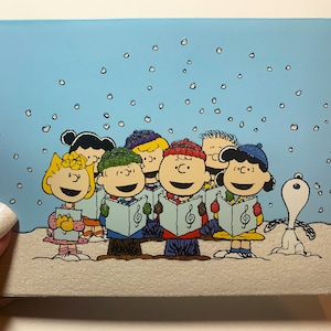 Charlie Brown y su pandilla / Tarjeta de felicitación o placa de madera / 13 x 10 cm / Tarjetas de notas / Tarjetas de cumpleaños / Tarjetas de Navidad / Snoopy / Tarjetas de regalo