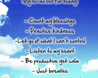Inspirational Quote Print: My To-Do List, Positive Affirmations