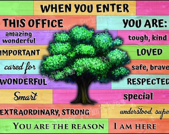Welcome Office Wall Art: Customer Appreciation Wood Sign or Poster (16x11)