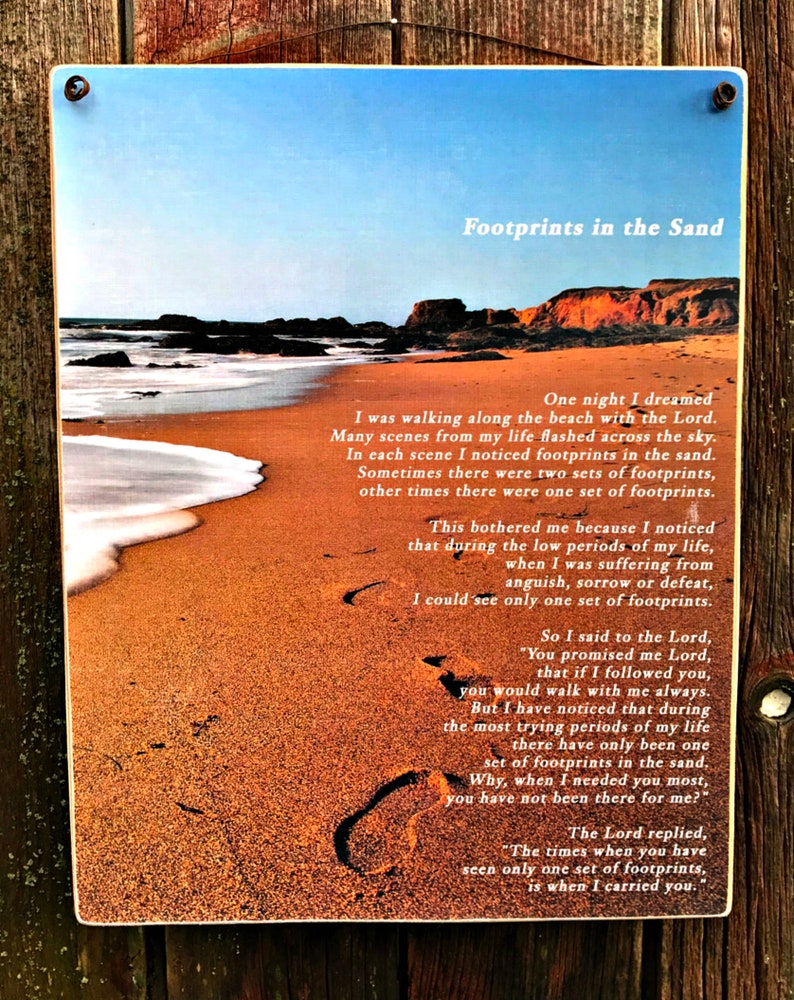 Footprints in the Sand / Handmade Picture Plaque / Etsy