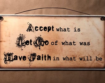 Inspirational Wood Plaque: Vintage Wire Hanger, Ready to Display (12 x 6)