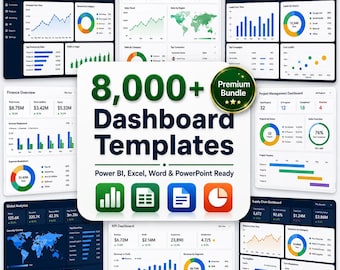 Plus de 8 000 modèles commerciaux | Tableaux de bord Excel, PowerPoint et Power BI, rapports KPI (téléchargement numérique)