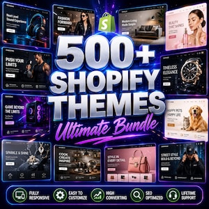 500+ Shopify-mallar Mega Bundle | Teman för e-handelswebbplatser - Digital nedladdning