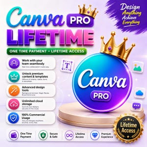 Canva Pro Lifetime Access, Templates, Private Account (Digital Download)