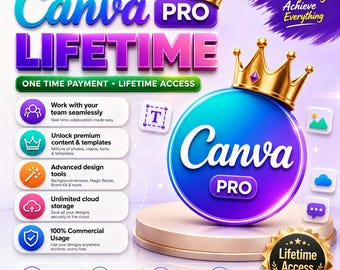 Accesso a vita a Canva Pro, modelli, account privato (download digitale)