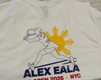 T-shirt de tennis Alex Eala dessiné à la main, motif soleil philippin, t-shirt pour les fans de l'US Open 2026