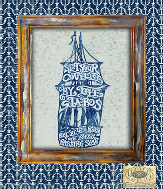 Items similar to nautical ship print boat sea anchor ocean water