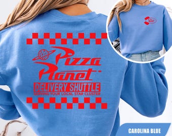 Toy Story Pizza Planet Sweatshirt, Retro Alien Pizza Pullover, Disney Familienurlaub Bekleidung, Freizeitpark Geschenk für Fans, Trendy Pizza Shirt
