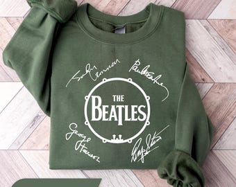 Vintage Beatles Signature Sweatshirt, Classic Rock Music Pullover, Retro Band Fan Apparel, 60s Concert Style Gift, Timeless Music Lover Top