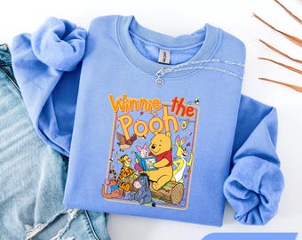 Winnie Puuh gemütliches Sweatshirt, Retro Hundred Acre Woods Hoodie, Disney Friends Style Pullover, Familienausflug Geschenk Outfit, trendiges Anime T-Shirt