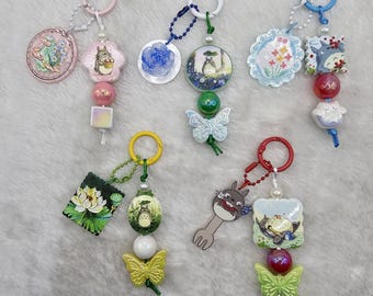 Perlen Handy Taschenanhänger Kawaii Grau Waldgeist Anime Waldgeist Schlüsselanhänger Geschenk