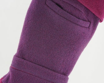 Christmas Stocking Boiled Wool Purple Magenta Pockets  Nomadic Traders Coat OOAK Recycled Repurposed Upcycled 1072