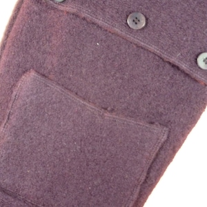 Christmas Stocking Boiled Wool Buttons Pocket BPlum Purple Berry Repurposed Winter Sweater Upcycled Recycled 155