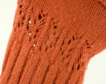 Medias de Navidad Felped Wool Knit OOAK 100% Italian Cashmere Ver a través de Rust Orange Reciclado Reutilizado Upcycled 599