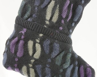 Christmas Stocking Wool Australia Kalaroo Coogi Hip Hop Rapper 3D Texture Black Grey Purple Blue OOAK Repurposed Recycled Upcycled 1033
