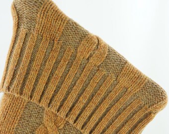 Christmas Stocking Wool Cable Knit Gold England Repurposed Alan Paine Sweater Winter Seventies Recycled Upcycled 1190