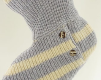 Medias navideñas OOAK Fieltro Lana fieltro Shetland acanalado Tejido Púrpura Lavanda Amarillo Reciclado Reutilizado Reciclado 603