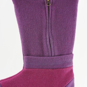 Christmas Stocking Boiled Wool Purple Magenta Zipper Repurposed Nomadic Traders Coat OOAK Hanger Recycled Upcycled 1071