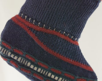 Christmas Stocking Merino Wool Felt Toorallie Australia Coogi Hip Hop Red White 3D Textures Patterns Recycled Repurposed Upcycled OOAK 1027