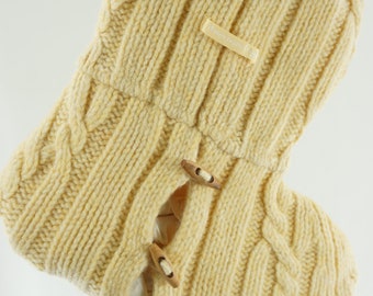 Christmas Stocking Wool Ribbed Cable Knit ButterYellow American Eagle Outfitters Sweater Toggle Buttons Repurposed Recycled Upcycled 1085