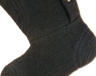 Christmas Stocking Felt Felted Wool Boiled Wool Black OOAK Buttons Carroll Reed Recycled Repurposed Upcycled 739