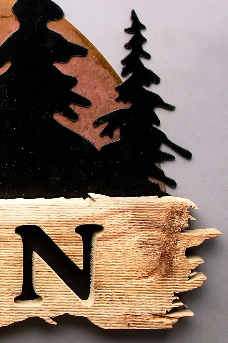Trees at Sunset Personalized Wood & Metal Sign | Etsy