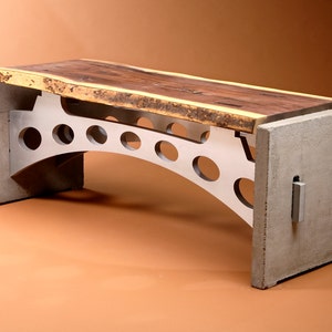 Arroyo Bench - Wood, Concrete, Aluminum | Custom Bench | Handmade Wooden Bench