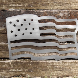 American Flag Sign | Raw Steel Sign | Decorative Metal | Wall Art | United States Flag Art / Decorative Flag