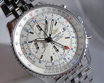 BREITLING Navitimer World Chronograph Automatic Chronometer Silver Dial Men's Watch Item No. A2432212-G571-453A