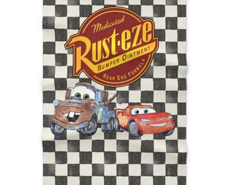 Rust-eze Cars Checkered Racing Baby Blanket | Lightning McQueen Mater design