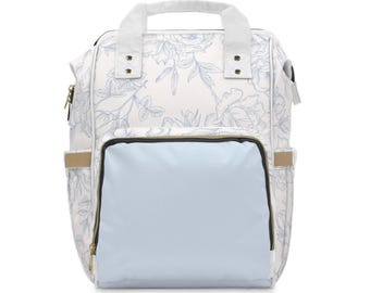 Floral blue | Multifunctional Diaper Backpack