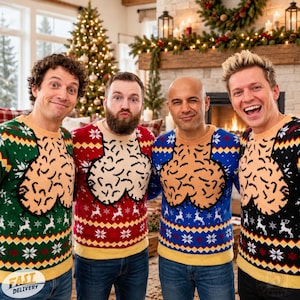 Maglione brutto Dicky Meme, Maglione brutto natalizio divertente con palline di Natale, Maglione brutto da donna con scollatura, Maglione brutto sporco, Maglione di Natale allegro