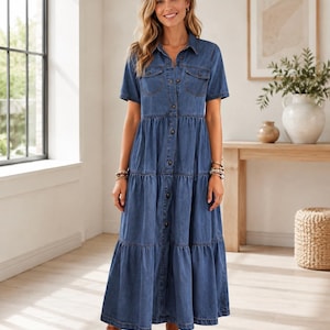 Denim Shirt Maxi Dress