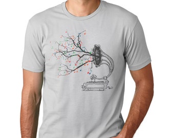 Music T Shirt | Men's Tshirt | music lover shirt | graphic tee | Record Player | graphic tshirt | cool t shirts | Tree |