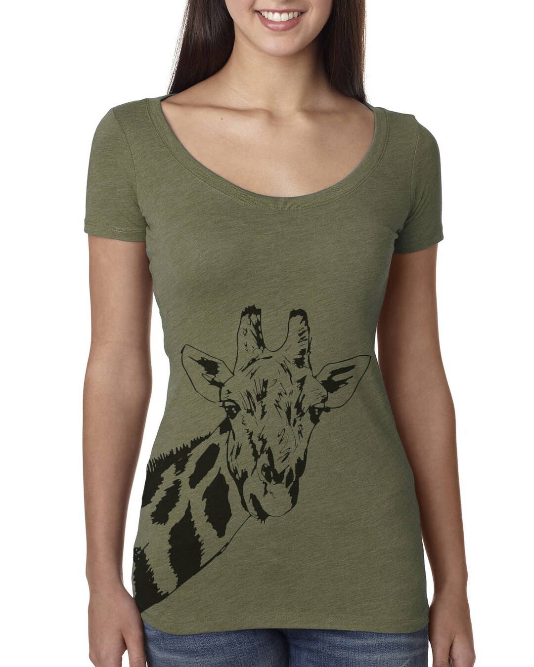 Giraffe Women's Scoop Neck T-shirt Women's Graphic - Etsy