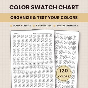 120 Color Swatch Chart Printable, Blank Color Swatch, Journal, Ink Swatch,  Alcohol Marker, Paint, Pencils, Fountain Pen, Ohuhu 120 swatch