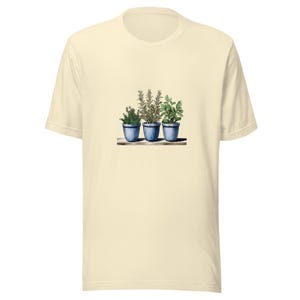 Cottage Kräutertöpfe T-Shirt | Topfpflanzen botanisches T-Shirt | Geschenk für Pflanzenliebhaber Gärtner
