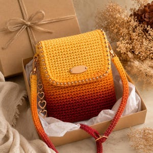 Crochet Phone Bag PDF Pattern, Ombre Crossbody Bag Tutorial, Crochet Purse Pattern, Adjustable Strap, Digital Download,LISBON Crochet Bag ,