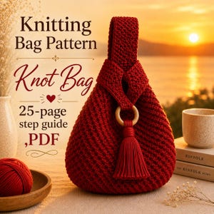 Knot Bag Crochet Pattern PDF | Knitting Bag Pattern | Boho Knot Tote Tutorial,Knitting Bag Pattern ,For Knitter, Knot Bag ,Japanese style